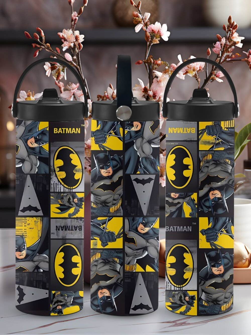 Stainless Steel Batman Tumbler with Handle, Boys Gift Idea